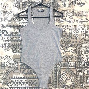 Solid gray tank top bodysuit